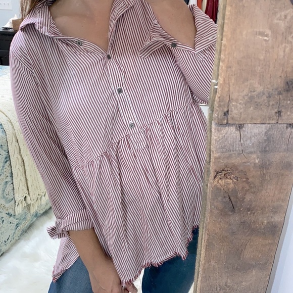 True Craft striped high low babydoll top size extra large - Picture 4 of 7